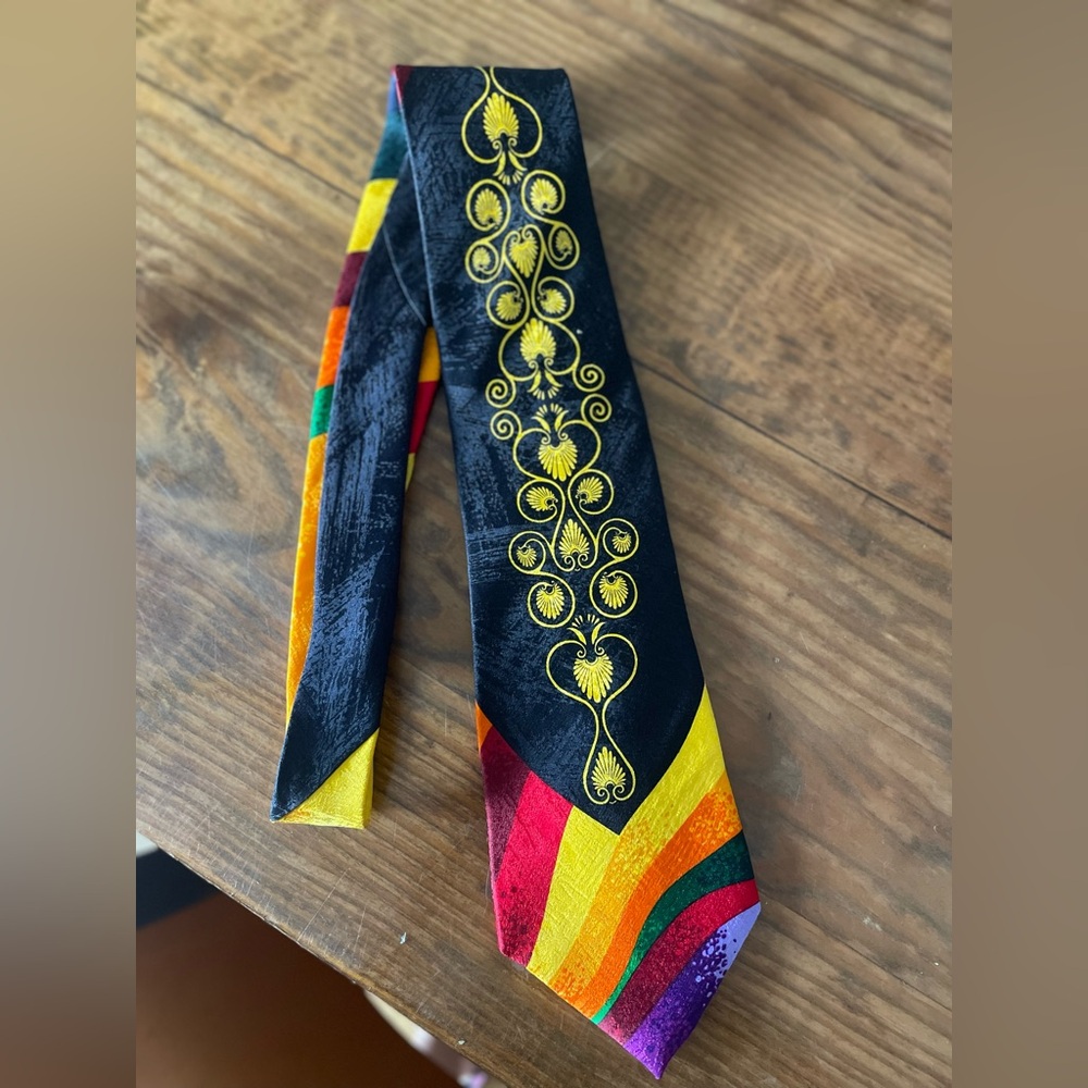 Vintage 90s Rush Limbaugh Fiesta Color Patterned Silk Tie, Men’s OS unique